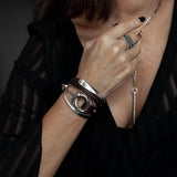 Silver plated brass metal cuff, malleable wrap bangle