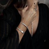Silver plated brass metal cuff, malleable wrap bangle