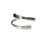 Silver plated brass metal cuff, malleable wrap bangle