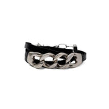 Wrap leather bracelets with chunky link chains, unique set of bracelets