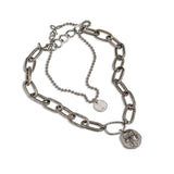 Silver Coin Layered Choker