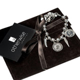 Silver Ball Chain Bracelet with Pendants, Chunky Uno de 50 Style Everyday Wear