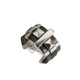 Unisex leather and metal bracelet combined for a strong look, edgy thick leather bracelet, rock style jewelry