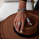 Funky gemstone wrap bracelet, edgy stacked cuff