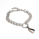 Chunky Sterling Silver Plated Chain Necklace with Champagne Crystal Pendant