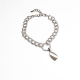 Chunky Sterling Silver Plated Chain Necklace with Champagne Crystal Pendant