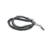 Edgy hematite rock style bracelet, gemstone wrap layered bracelet