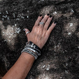 Edgy hematite rock style bracelet, gemstone wrap layered bracelet