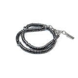 Edgy hematite rock style bracelet, gemstone wrap layered bracelet