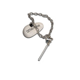 Austrian crystal and shackle pendant necklace, rock style silver necklace