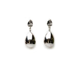 Chunky water drop earrings, stainless steel silver drop earrings, edgy chic, classy boldness, smooth metal water drop earrings