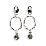 Austrian crystal stone earrings, classy loop earrings with black-silver austrian crystal stones