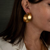 Gold-plated hammered earrings, classy handmade statement hoop earrings in various sizes
