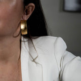 Gold-plated hammered earrings, classy handmade statement hoop earrings in various sizes
