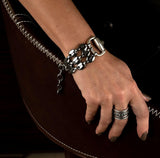 Silver chunky cuff, horse bit chain bracelet, equestrian bracelet, d snaffle bit