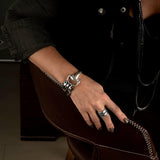 Silver chunky cuff, horse bit chain bracelet, equestrian bracelet, d snaffle bit