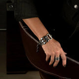 Silver chunky cuff, horse bit chain bracelet, equestrian bracelet, d snaffle bit