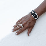 Silver Stirrup Leather Cuff