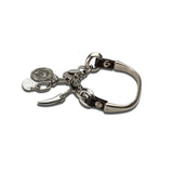 Silver charm bracelet, leather and metal bracelet with coins