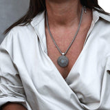 Layered leather and metal necklaces with semi precious choker and tooth pendant, unisex stacked edgy necklaces