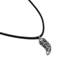 Layered leather and metal necklaces with semi precious choker and tooth pendant, unisex stacked edgy necklaces