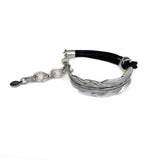 Unode50 style silver leaf necklace, bracelet and ring set, chunky leaf-shaped jewels