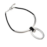 Leather Circle Pendant Choker