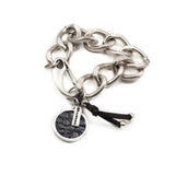 Chunky stainless steel chain and pendant with leather