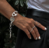 Oversized nautical link bracelet, Chunky anchor marine link cuff