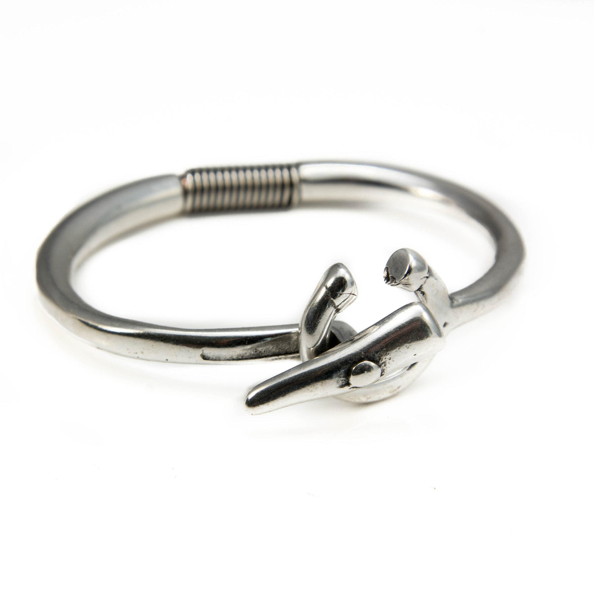 7 cm Antique Silver Leather Bangle | Otherwise Jewelry – Otherwise 