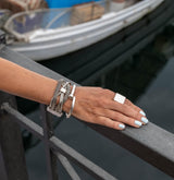 Chunky snake chains bracelet, bold and edgy silver bracelet
