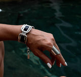 Strong metal and soft leather cuff bracelets, unique bracelets in uno de 50 style