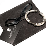Metal cuff with leather in white/black/brown, modern stacked bracelet, bangle to complement other bracelets