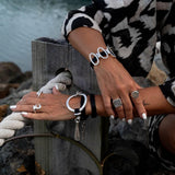 Bold wrap leather bracelet in standout unode50 style, edgy statement cuff