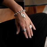 Layered statement chain bracelets and bangle, stacked chunky stainless steel cuffs