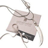 Edgy chic snake chain with shell pearl tooth pendant, Classy stainless steel wrap necklace with mother of pearl tooth