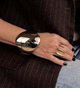 Chunky honey gold spring Bangle, Exaggerated geometric cuff bracelet