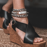 Bold triple wrap anklet can also be worn as bracelet or necklace, Adjustable Stainless Steel Chain body jewelry