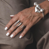 Double Finger Horns Ring – 18K Gold Plated Stainless Steel, Adjustable (Sizes 7-8)