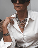 Bold Stainless Steel Layered Necklace with a Large Swivel Lobster Clasp - Chunky Non-Tarnish Silver Choker