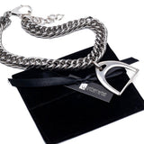 Stirrup necklace , Chunky metal equestrian choker, Heavy stainless steel and large horse bit pendant jewelry