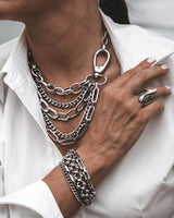 Bracelet stack, Layered bracelet with multi strands of stainless steel chains, tarnish resistant