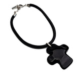Large Black Asymmetric Cross Necklace, Thick Leather Cord Choker, Gothic Punk Cross Pendant, Statement Cross Dangles, Grunge Jewelry