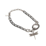 Chunky Silver Chain Necklace with Dragonfly Pendant, Sterling Silver Plated Statement Jewelry, Stainless Steel Link Chain Gift for Her
