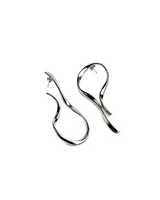 Pair of silver earrings on a white background