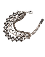 Multistrand silver bracelet on a white background