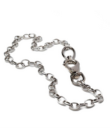 Silver chain with a clasp on a white background