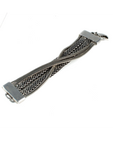 Bold silver chunky snake chain bracelet with intertwined chains, featuring a sleek clasp. Adjustable for a perfect fit.