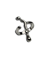 Irregular funky bar ring in shiny silver-plated metal, featuring an abstract design with bold curves and angles.