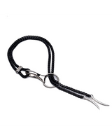 Chunky black and silver chain necklace featuring sculptural tooth pendants, designed for an edgy, gothic look.